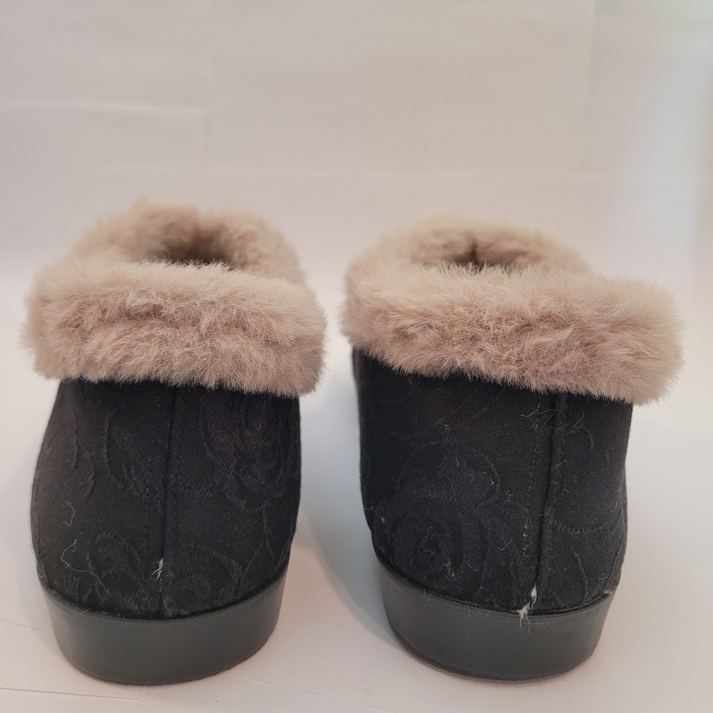 Lian Women Size 11 Black Traditional Chinese Embroidered Floral Slipper Mules - Picture 5 of 9